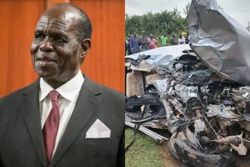 Photocollage of Gilbert Deya and his Toyota Noah vehicle involved in an accident.